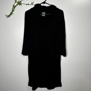 Evereve + Michael Stars Collab Black Cowl Neck Dress 3/4 Sleeve Stretch Sz Large